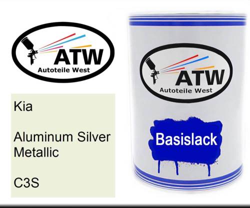 Kia, Aluminum Silver Metallic, C3S: 500ml Lackdose, von ATW Autoteile West.